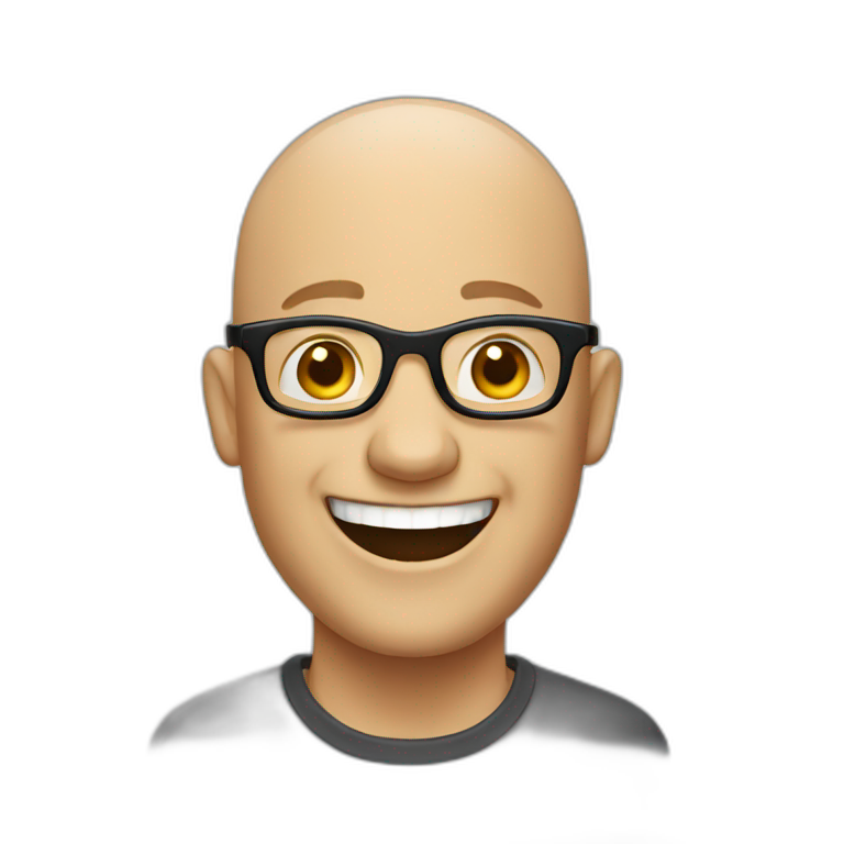Bald guy with glasses laughing emoji