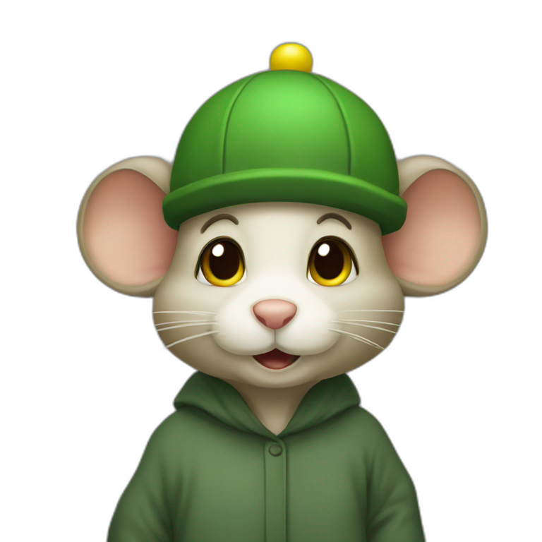 old jerry mouse with green cap, and complete yellow Abaya emoji
