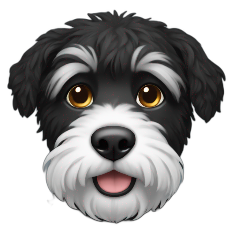 Black scruffy dog with white nose emoji