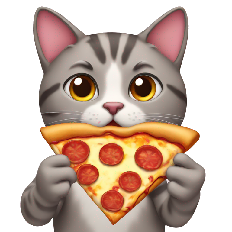 Cat eating pizza emoji