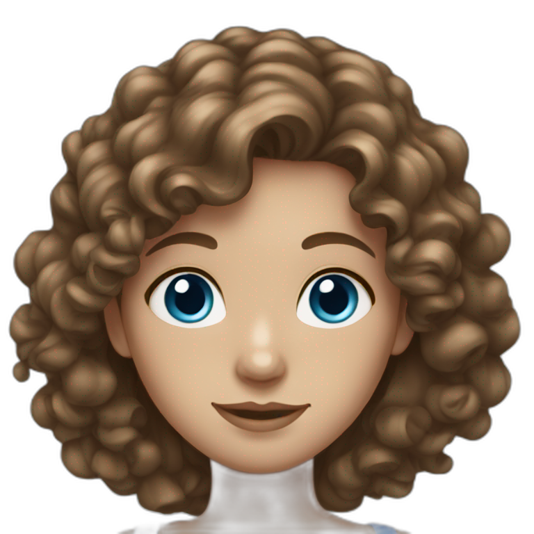 girl with long curly brown hair blue eyes emoji