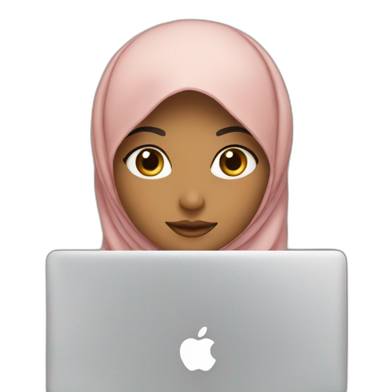 Hijab girl in front of MacBook 💻  emoji