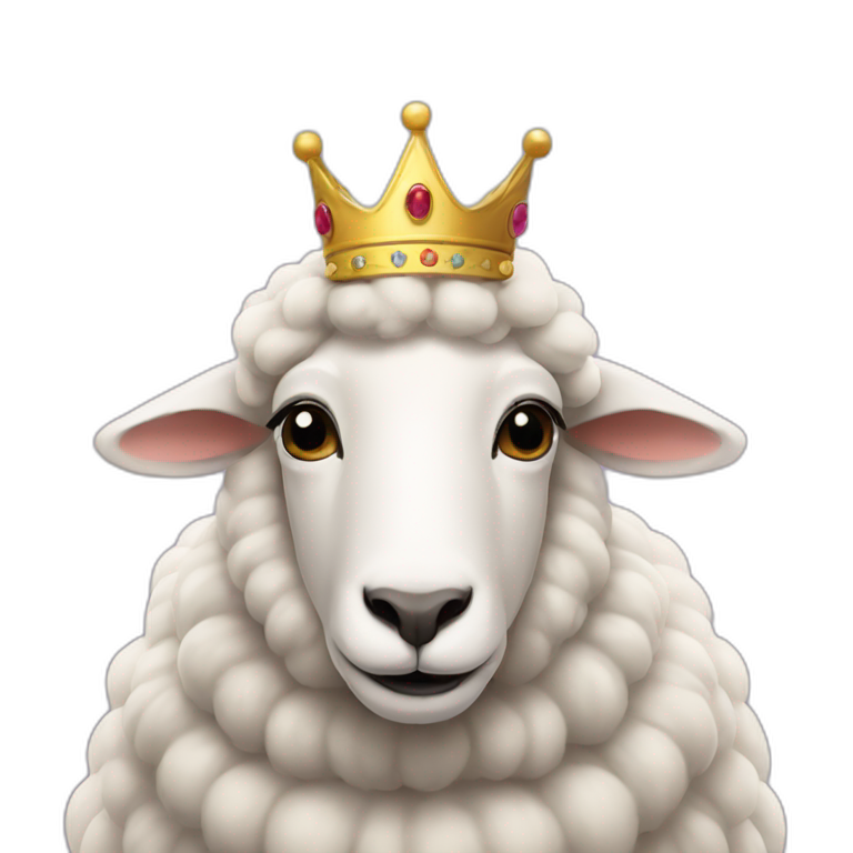a sheep with a crown emoji