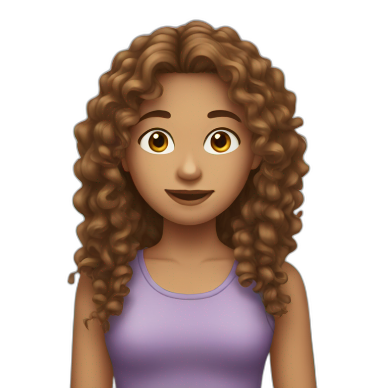 Long brown curly hair teenager called Nora emoji