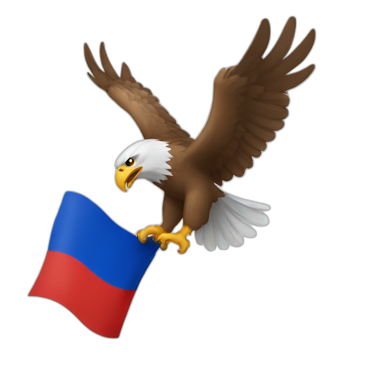 An eagle holding the Russian flag emoji