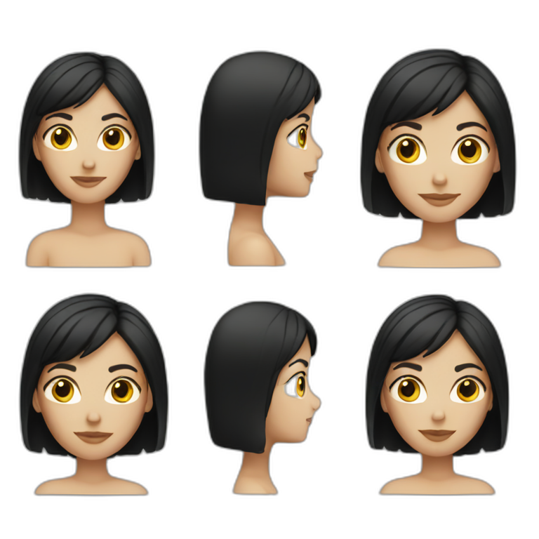 White Woman short straight black hair emoji