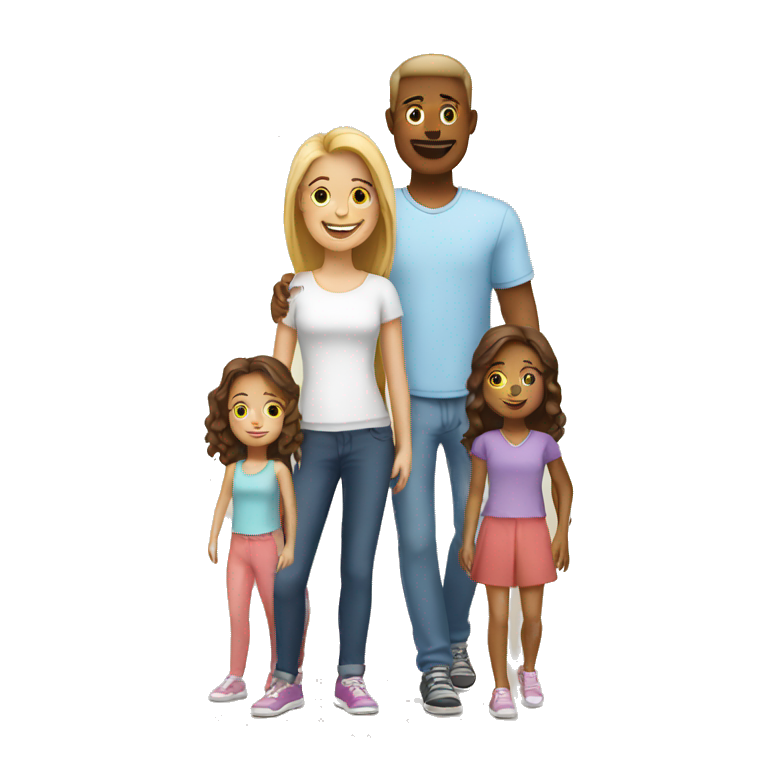 White Family With Three teenage daughters emoji