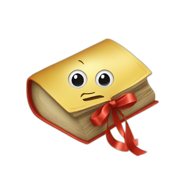 livre emballé dans un ruban doré emoji
