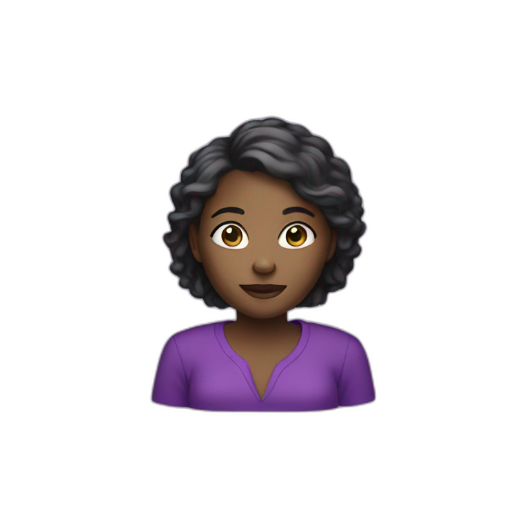 black girl with purple clothes with a computer emoji