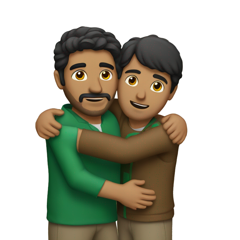 A pakistan man and a mexican man hugging emoji