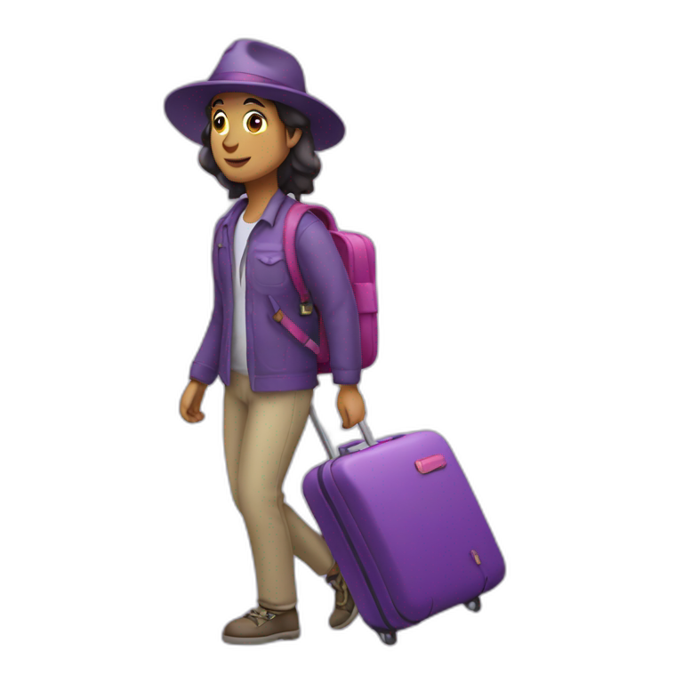 a traveller walking with purple luggage emoji