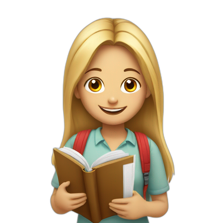 happy girl student with a book emoji