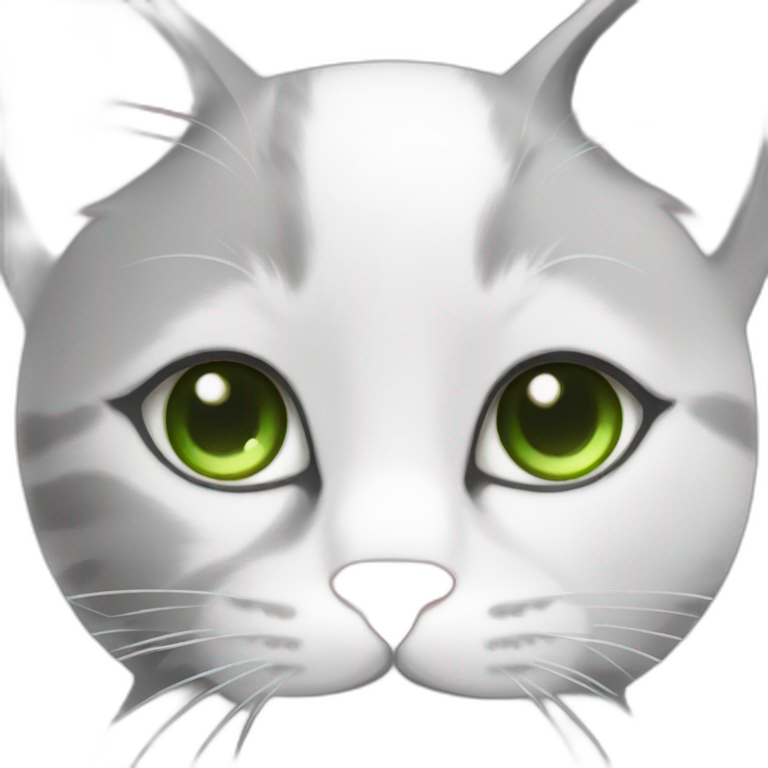 gray white cat green eyes pink nose emoji