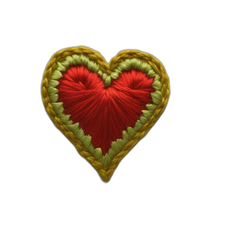 embroidery in the shape of a heart emoji