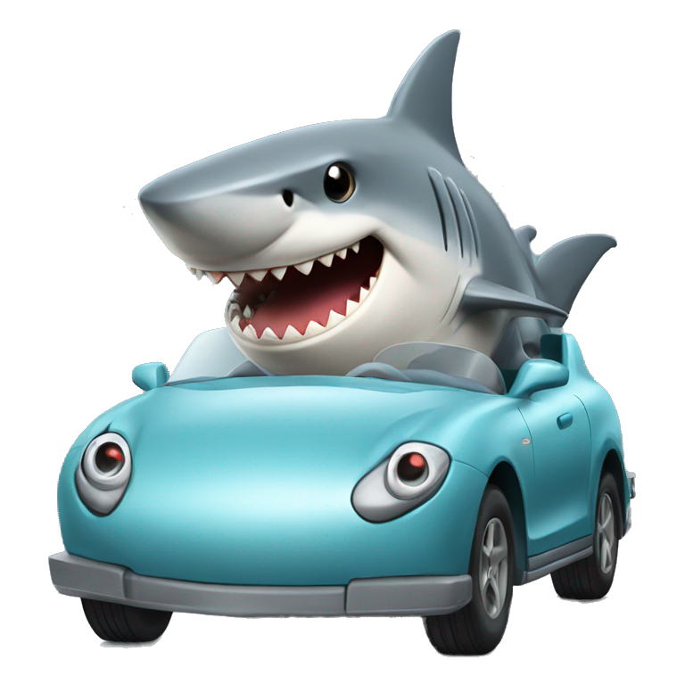 Shark driving a car emoji