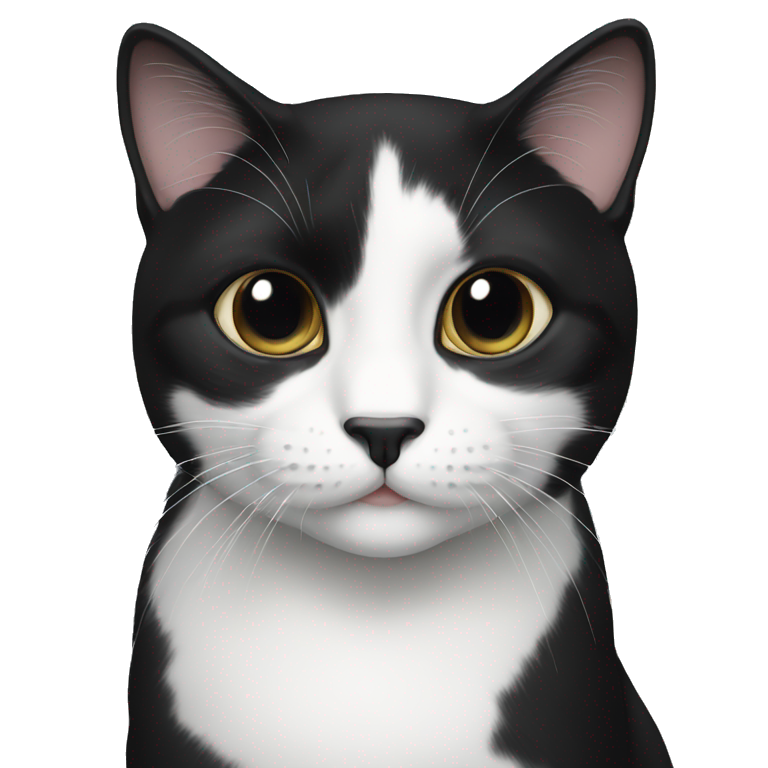 black and white cat with black chin  emoji