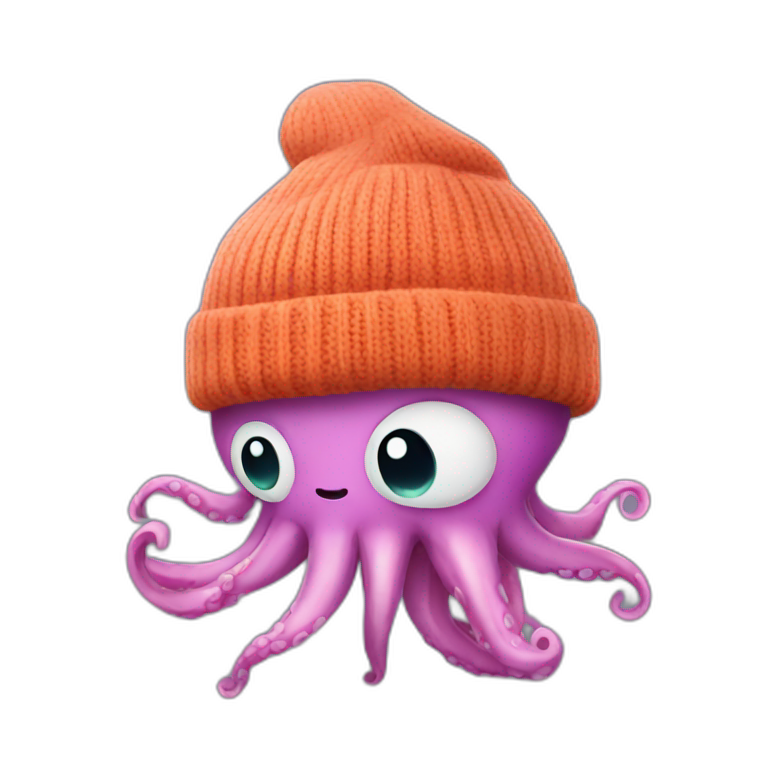 Squid wearing a beanie emoji