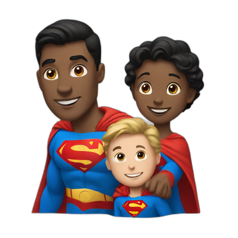 superman with two kids emoji