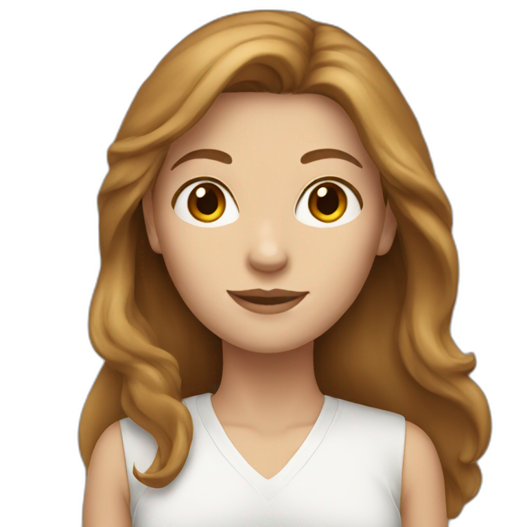 white woman with long brown hair emoji