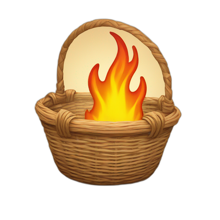 handbasket with fire coming out the top emoji