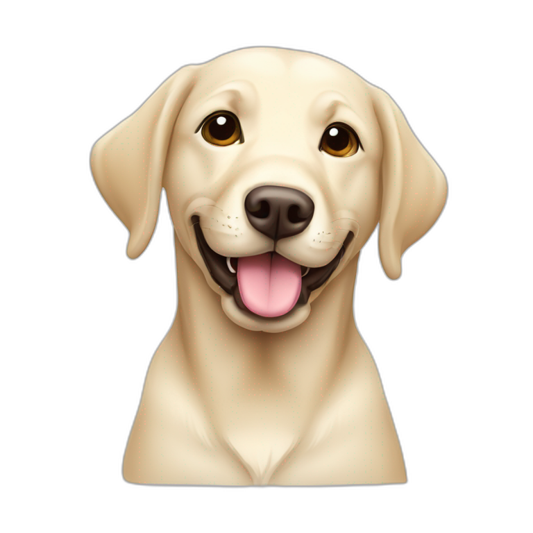 sticker, playful Labrador Retriever (all white) winks one eye, with short ears, outline, vector emoji