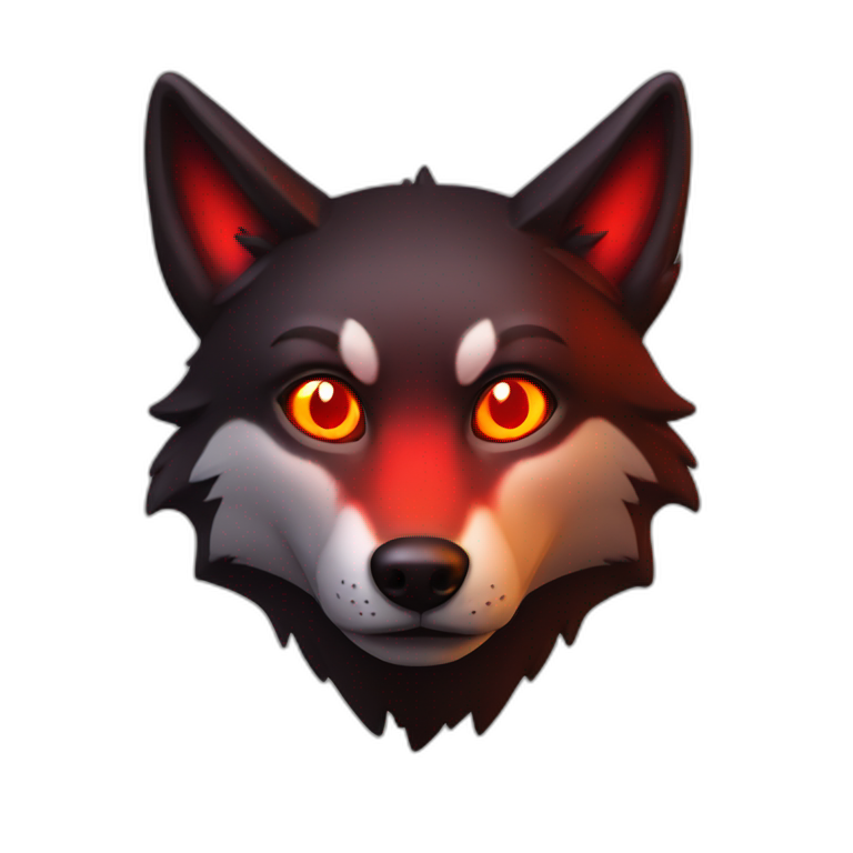 Red black & red wolf, red glowing eyes with fire emoji