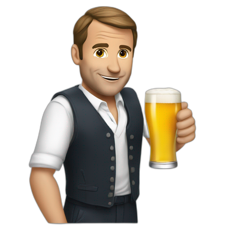 Macron drink a beer emoji