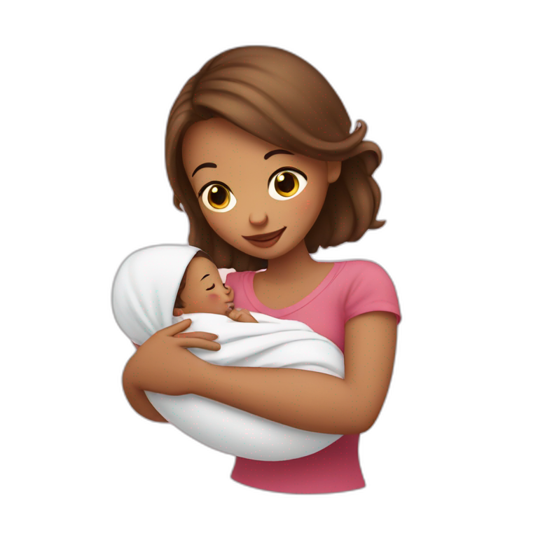 girl with a newborn baby in her arms  emoji