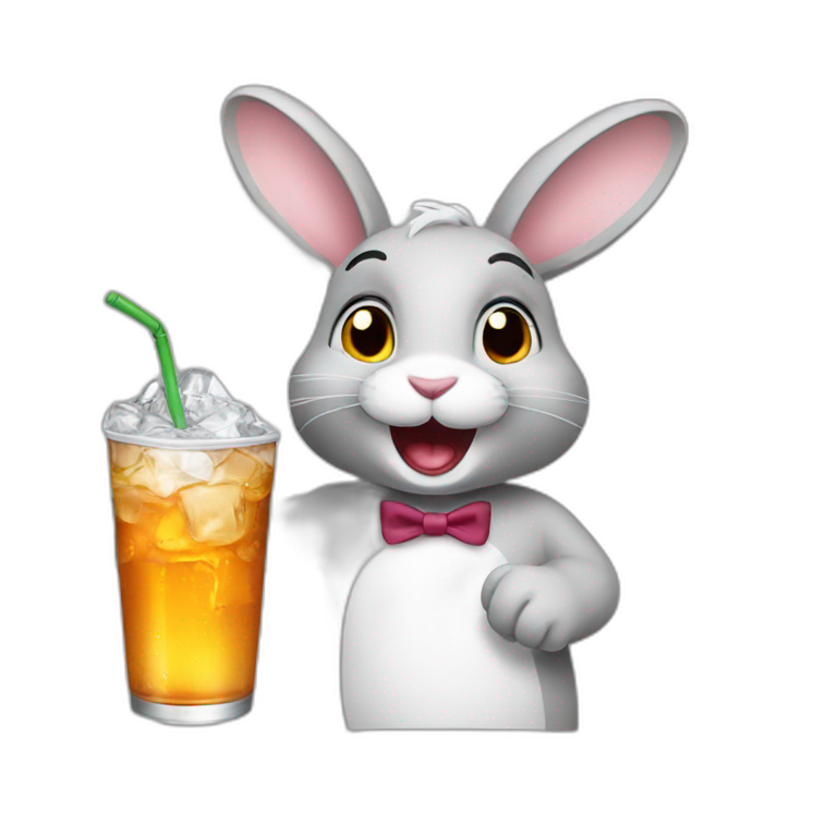a rabbit drinking soda emoji