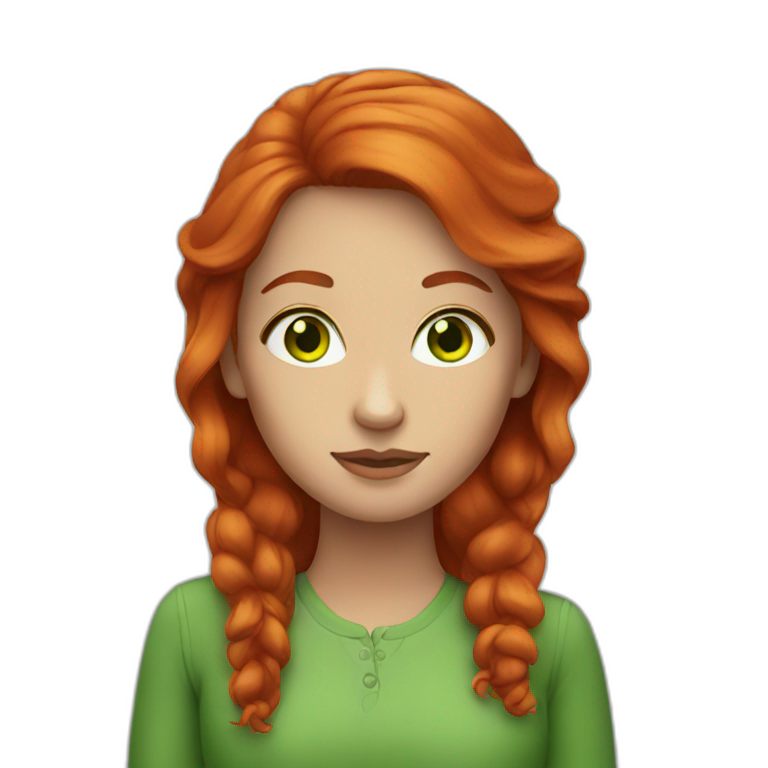 red hair woman with green eyes emoji