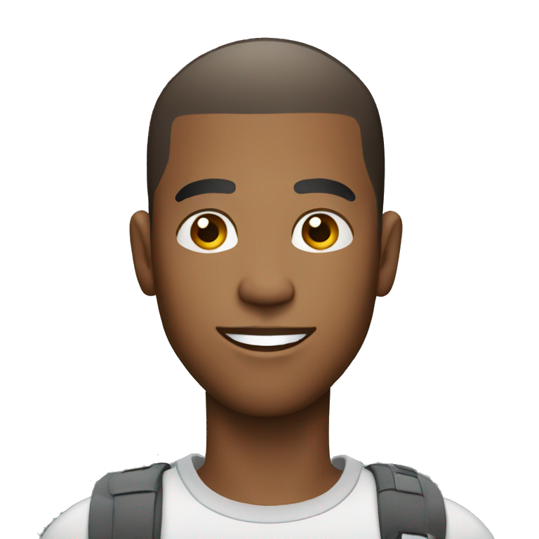 confident black man with buzz cut taking a photo emoji