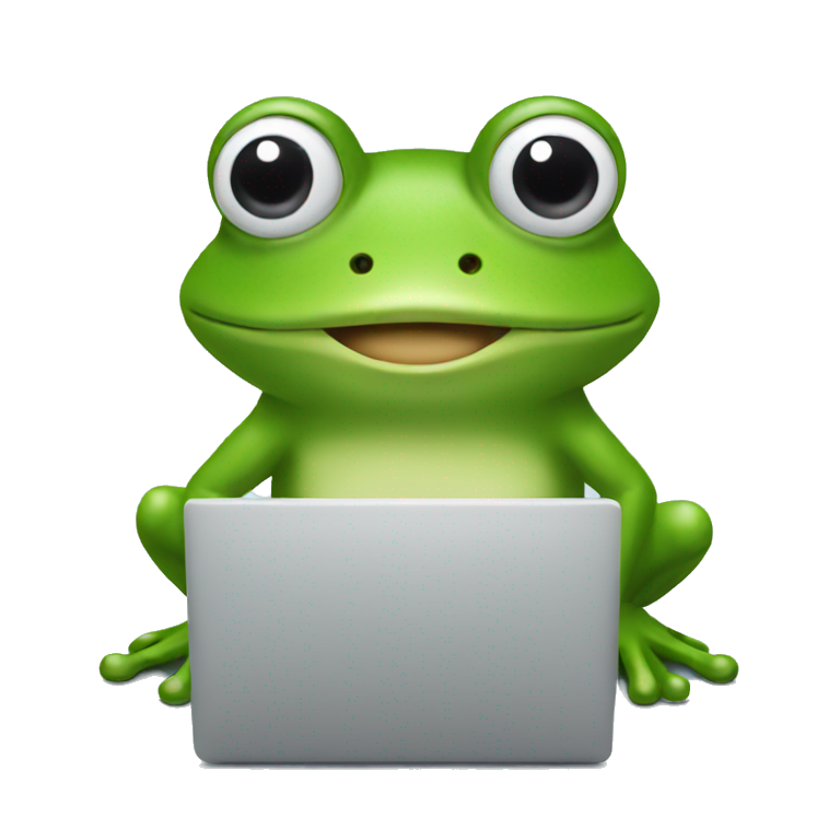 Frog using computer  emoji