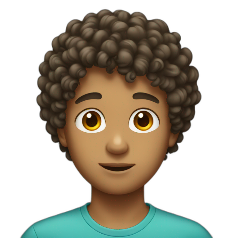 boy with curly hair on his face emoji