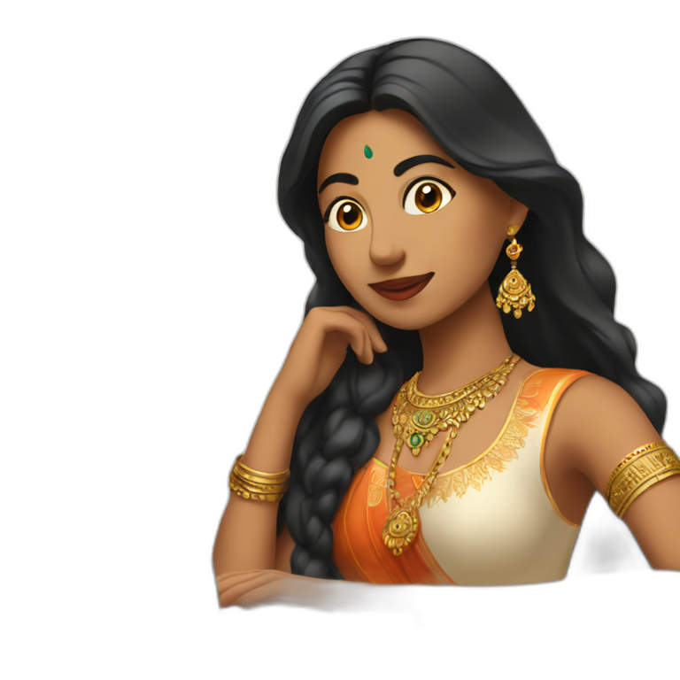 Beautiful Indian woman in front of laptop emoji
