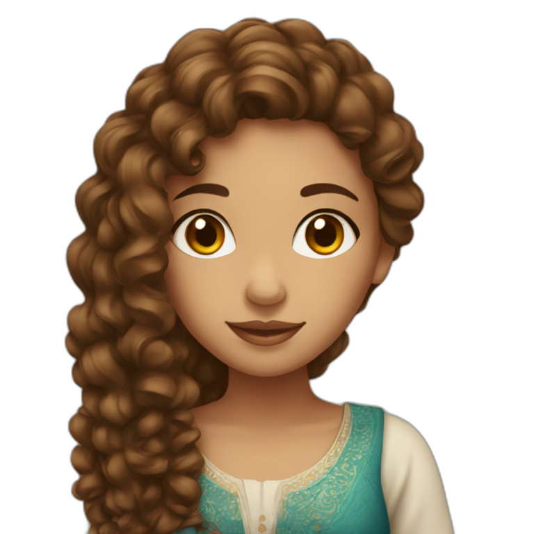 a marocain girl with long brown curly hair emoji