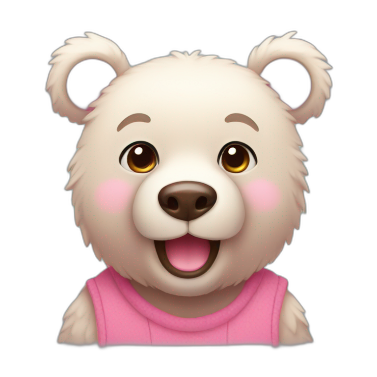 Cute bear with pink cheeks emoji