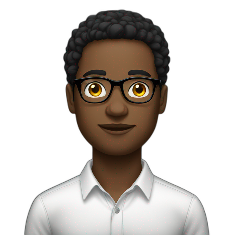 Young men French type Black straight with glasses emoji