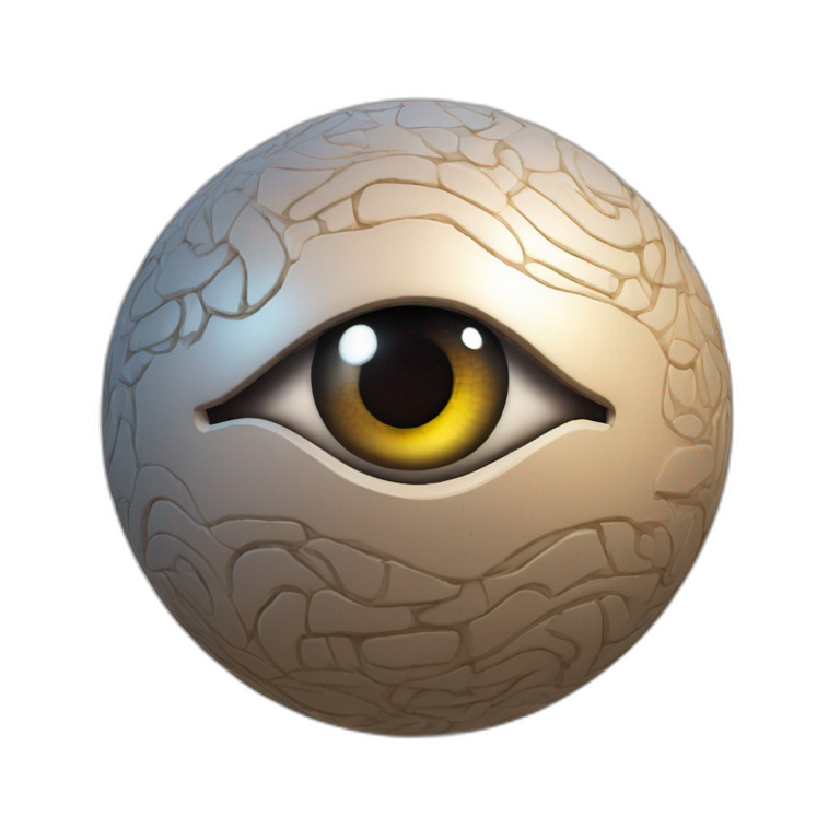 3d sphere with a cartoon Zoglin skin texture with Eye of Horus emoji