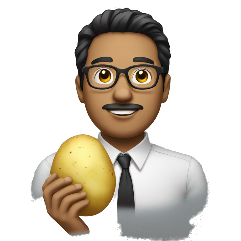 a man with black hair, glasses and a potato emoji