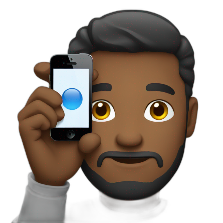 Man holding iPhone emoji