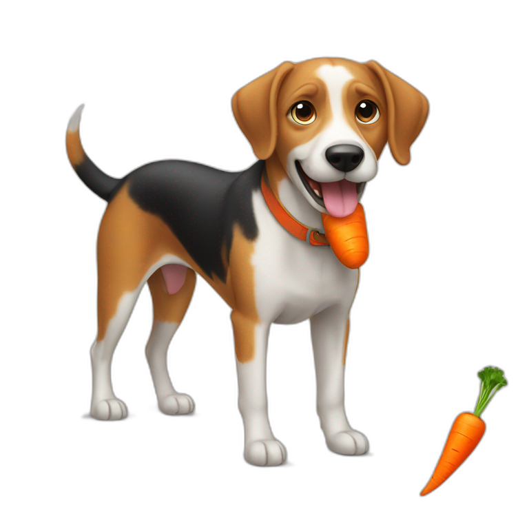 dog eating a carrot while standing emoji