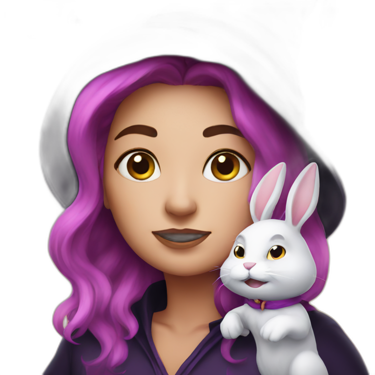 a witch with a bunny emoji