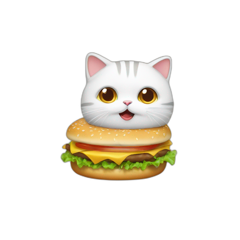 Un chat qui mange hamburger emoji