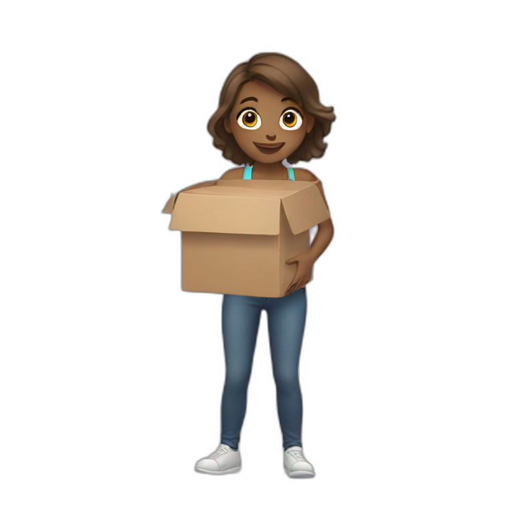 Hannah holding boxes emoji