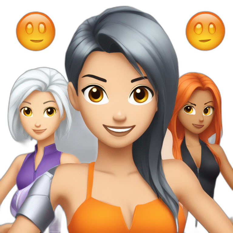 totally spies three girls white hair black hair orange hair emoji