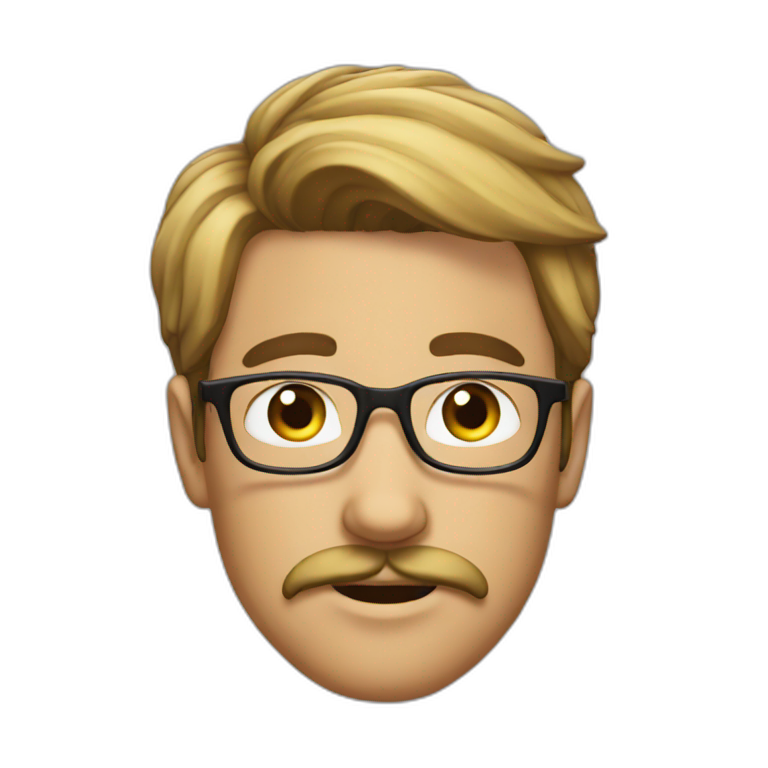 young man with glasses moustache and beard emoji