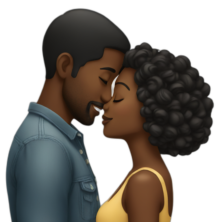 Black couple kissing emoji