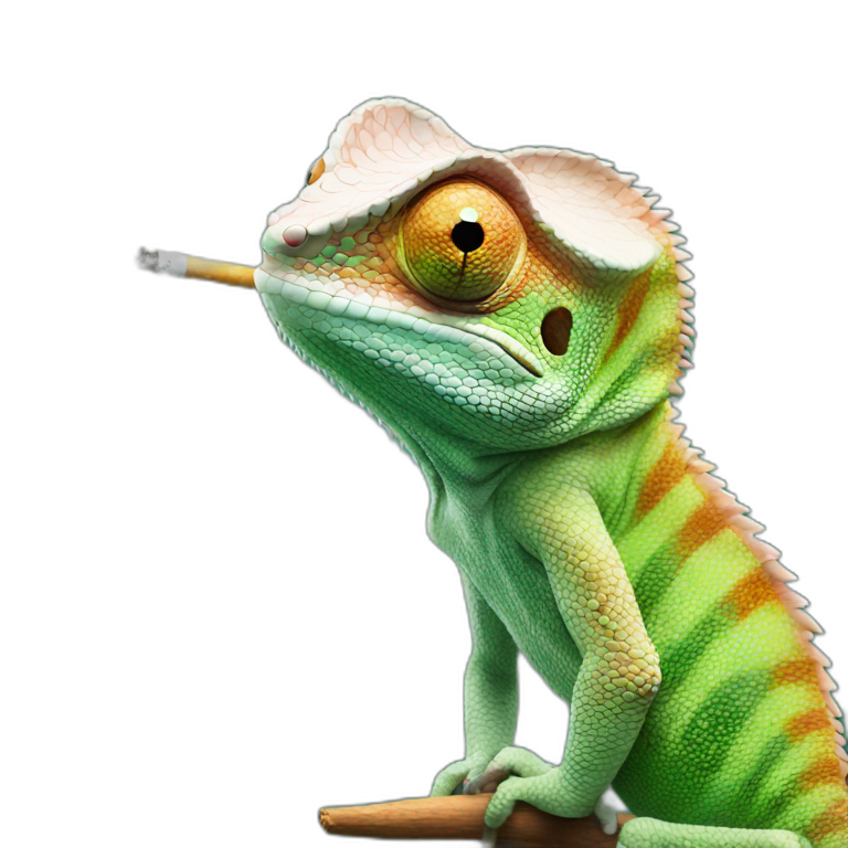 chameleon smoking a cigarette emoji