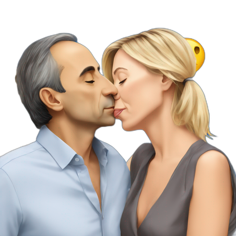 Eric zemmour and marine lepen kissing  emoji