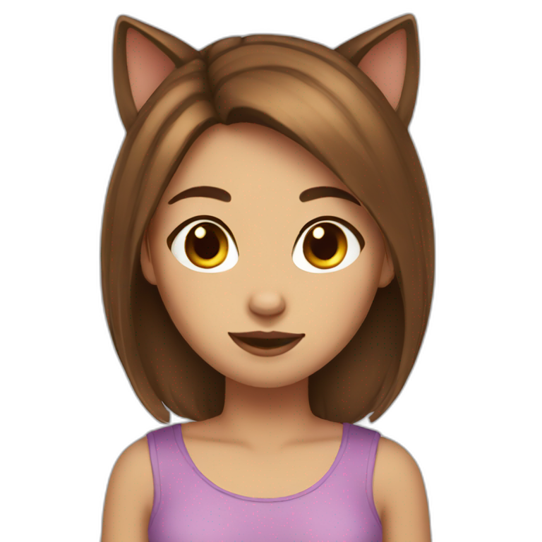 Cat girl brown hair emoji